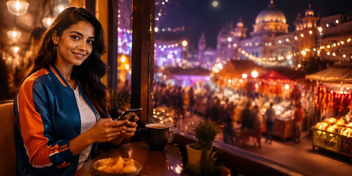 Night market scene in India with cricket betting focus